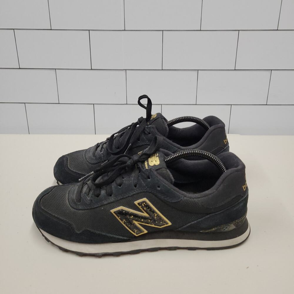 New Balance 515 ML515HRB Mens Size 10 Black Gold Suede Mesh Sneakers Shoes